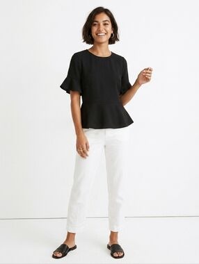 Madewell Black Ruffle Sleeve Blouse